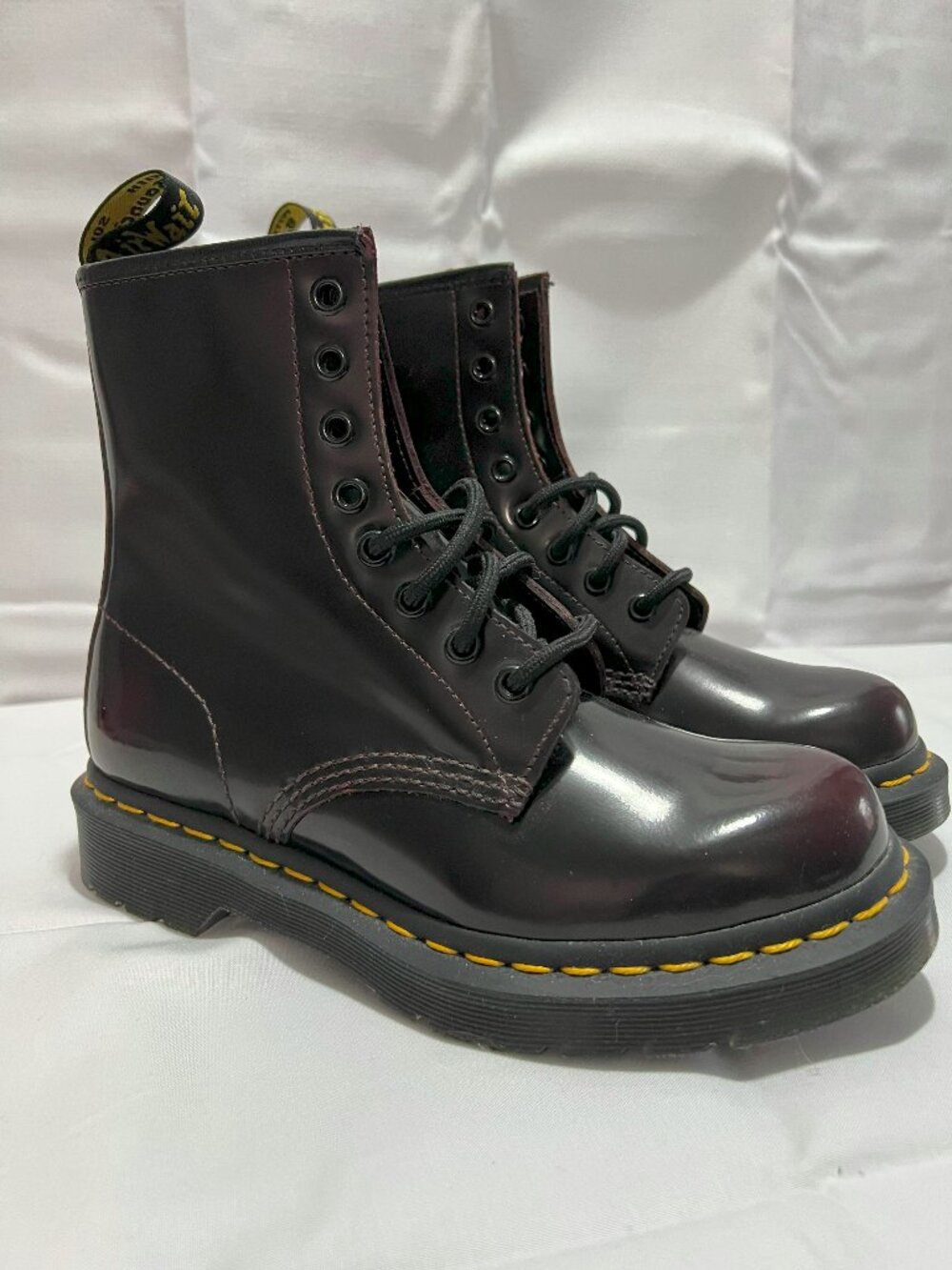 Dr. Martens women's 1460 Arcadia dark red patent leather lace-up boots